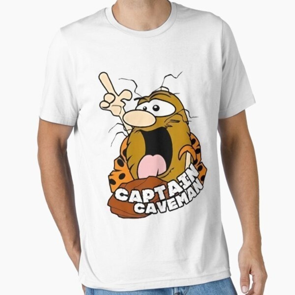 Funny Captain Caveman 70s Cartoon Hero Graphic Apparel Tee